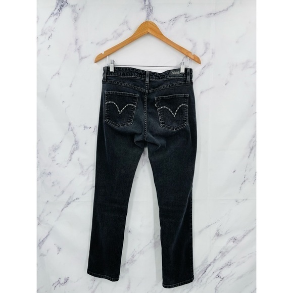 J019 Levi’s Mid Rise Skinny Distressed Dark Wash Denim Jeans - Picture 4 of 4